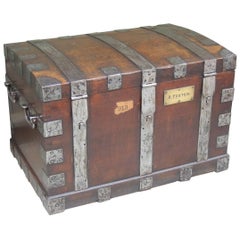 Mid 19th C English Oak Silver Chest with Double Lock