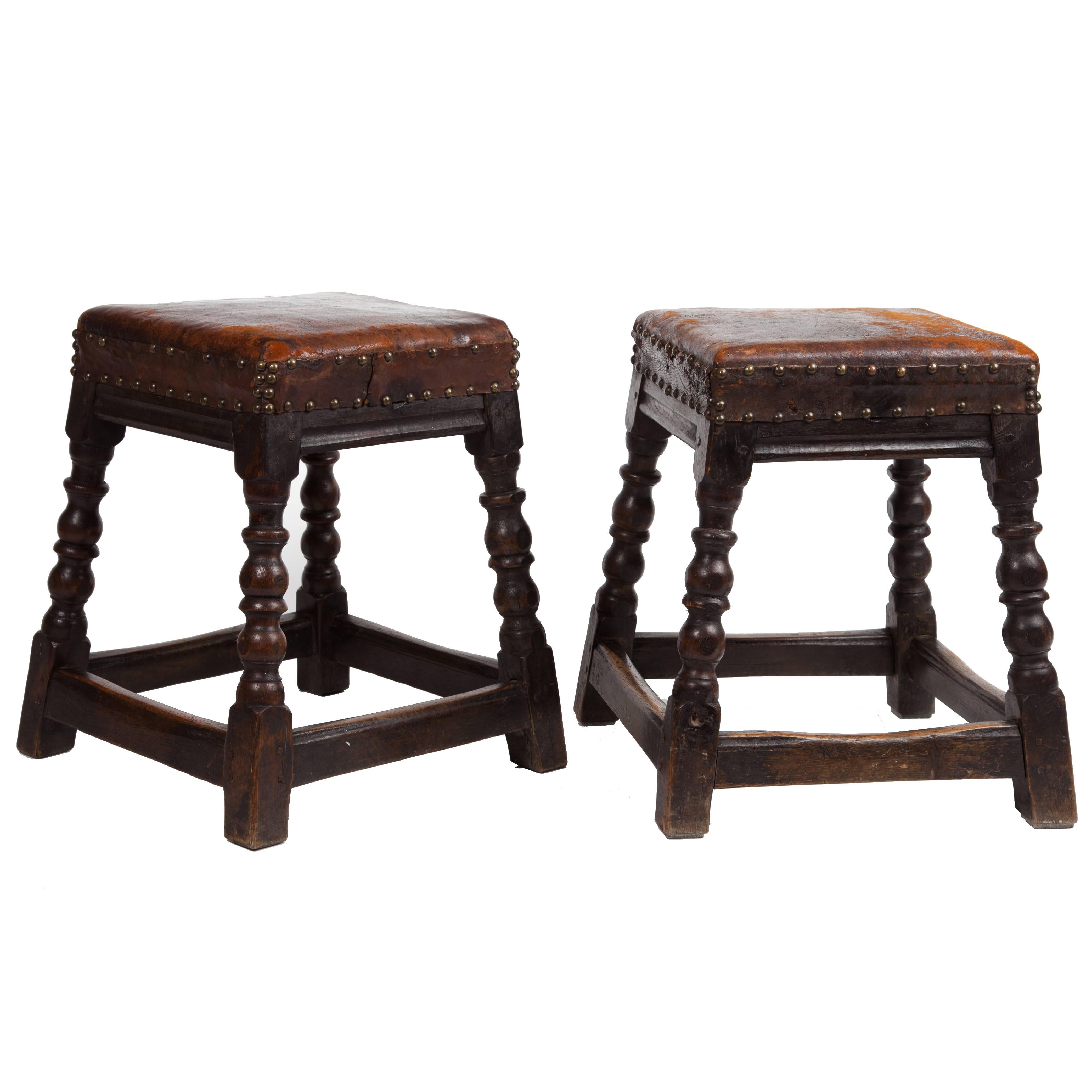 Pair of 19th Century English Oak Stools