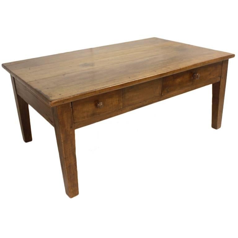 Beautifully Timbered Antique French Applewood Coffee Table