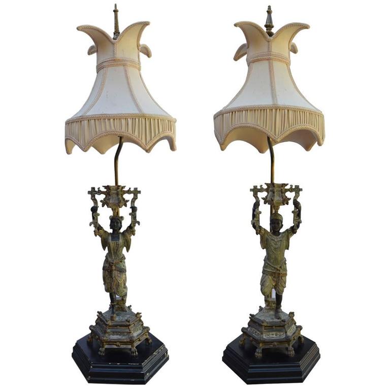 Pair of Delightful Blackamoor Style Lamps at 1stdibs