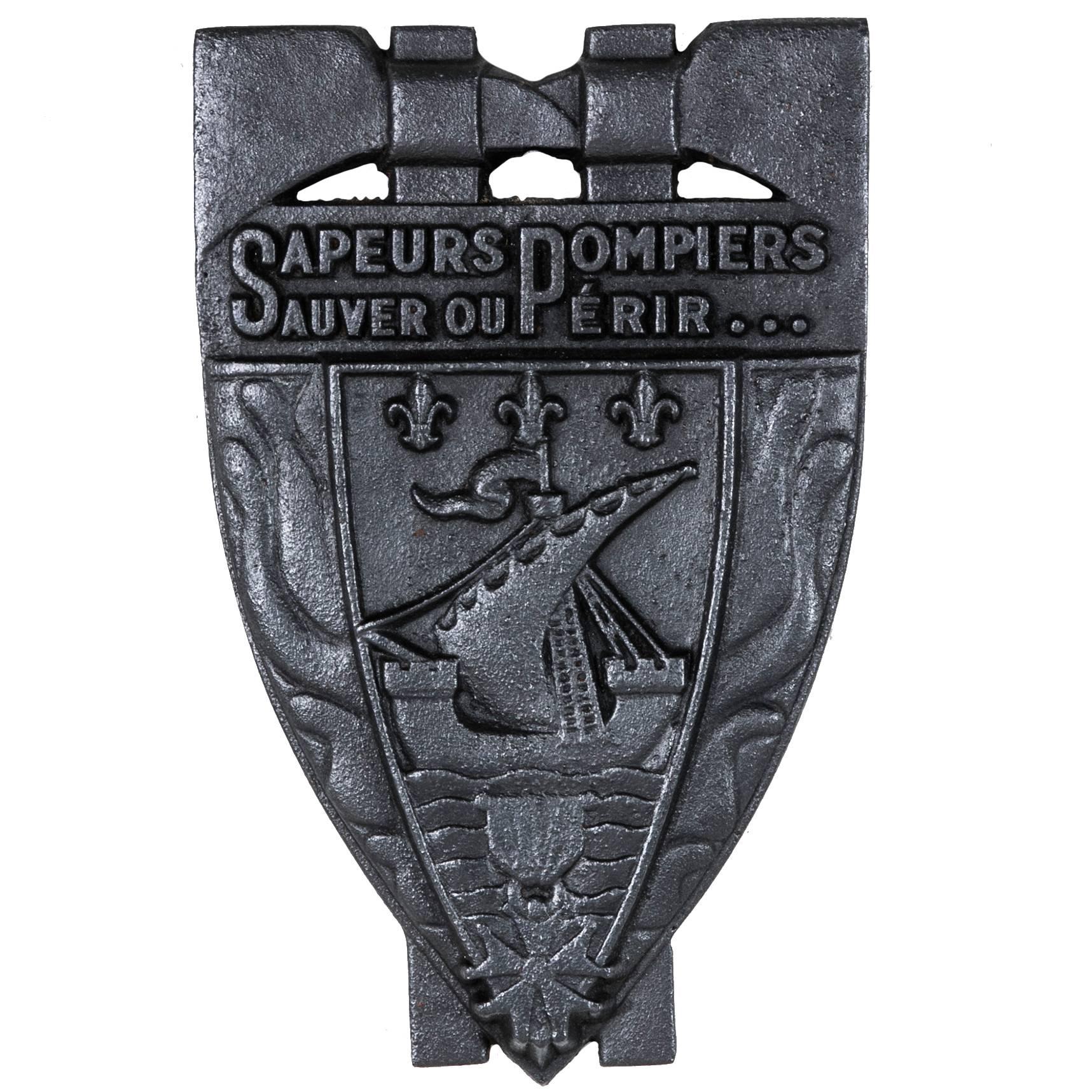 Large Cast Iron Firemen's Plaque with the Seal of the City of Paris, circa 1900