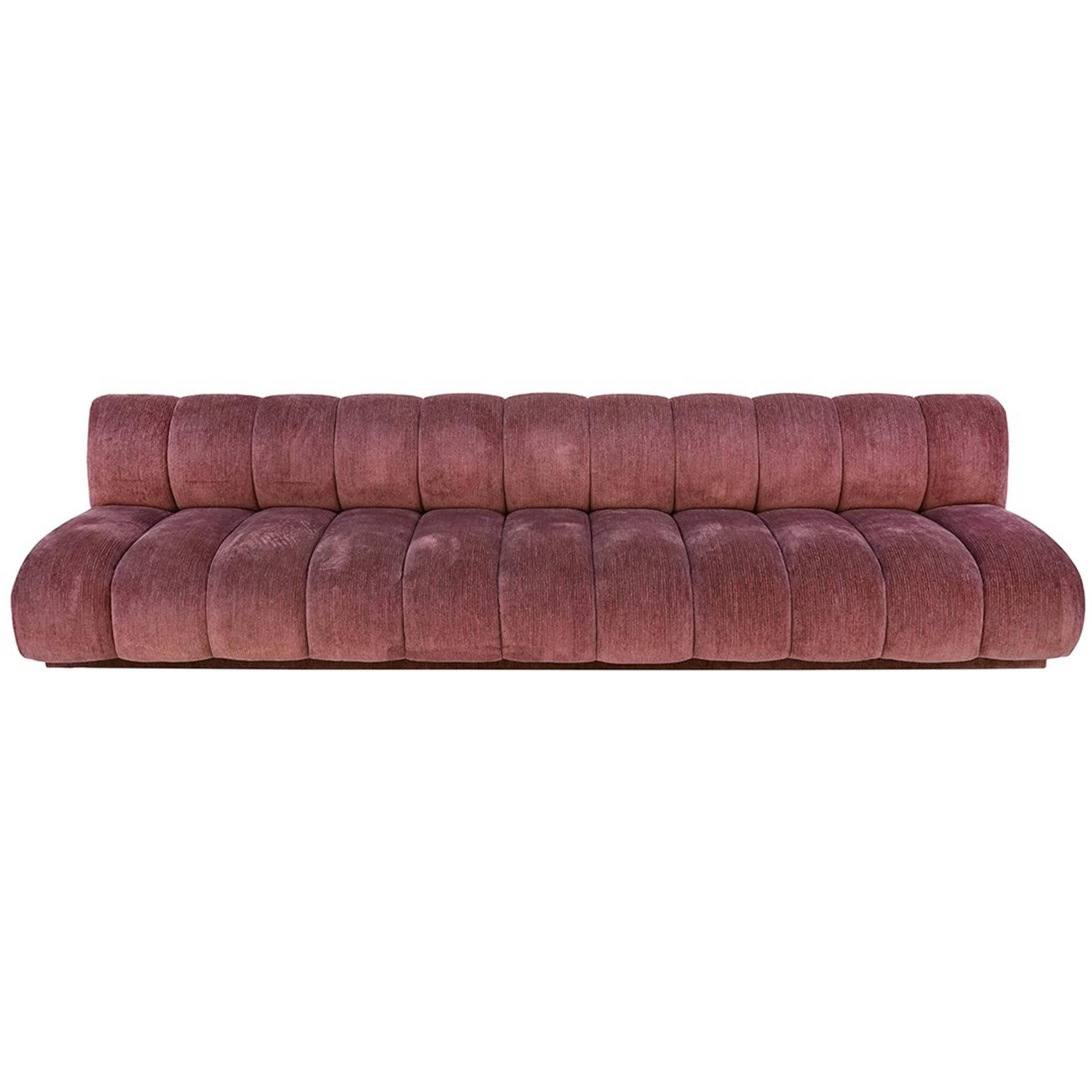 Rare Steve Chase Sofa Upholstered in Boris Kroll Elan fabric, Illuminated Base