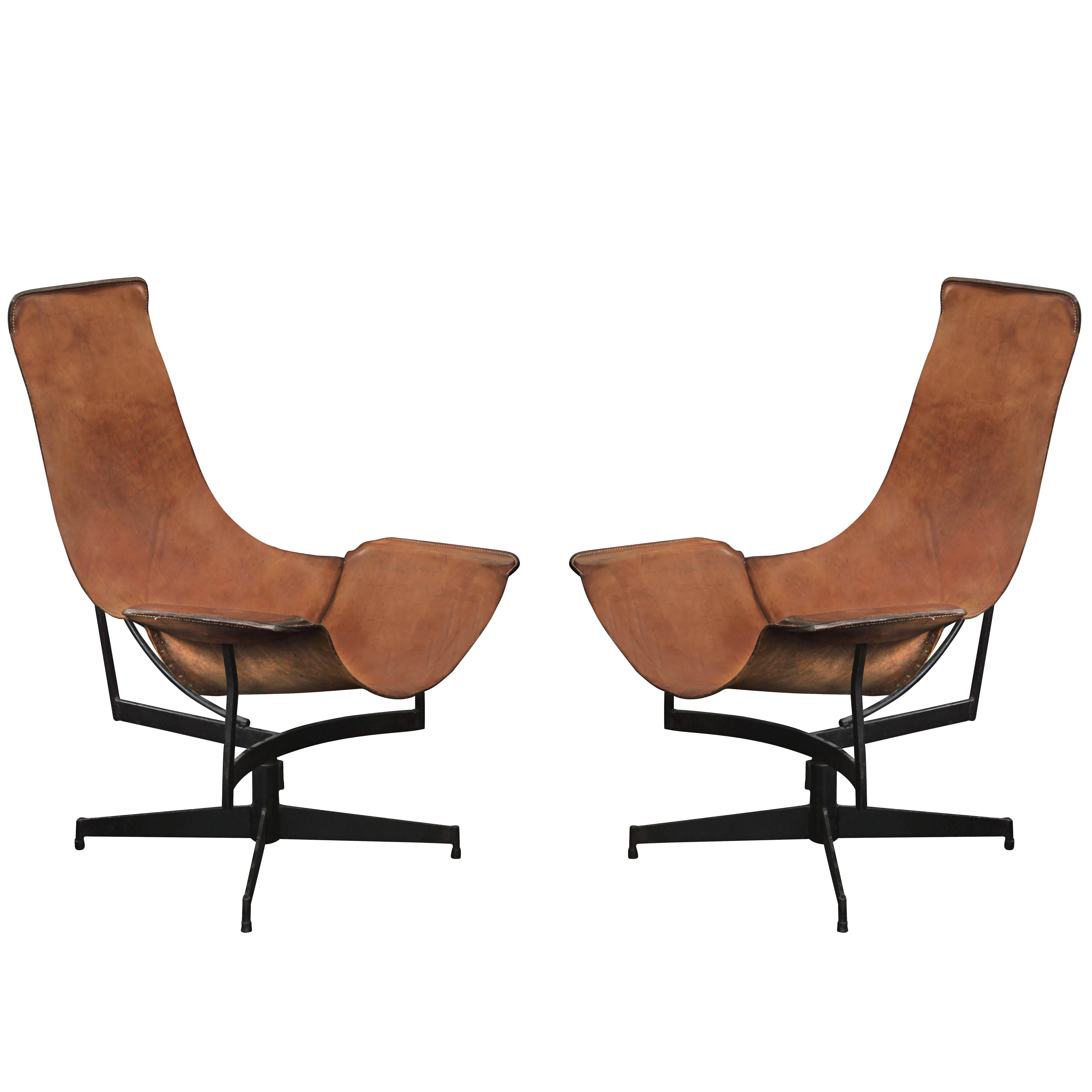 Pair of Swivelling Sling Chairs by William Katavolos