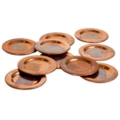 Collection of Ten Solid Copper Dessert Plates