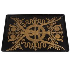 Retro Lacquered Metal Serving Tray by Piero Fornasetti