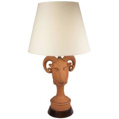 Terra Cotta Rams Head Lamp by James Mont 6