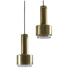 Brass and Glass Pendant Lamps by Kay Kørbing for Lyfa Denmark