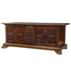 19th Century Carved Walnut Coffer Chest