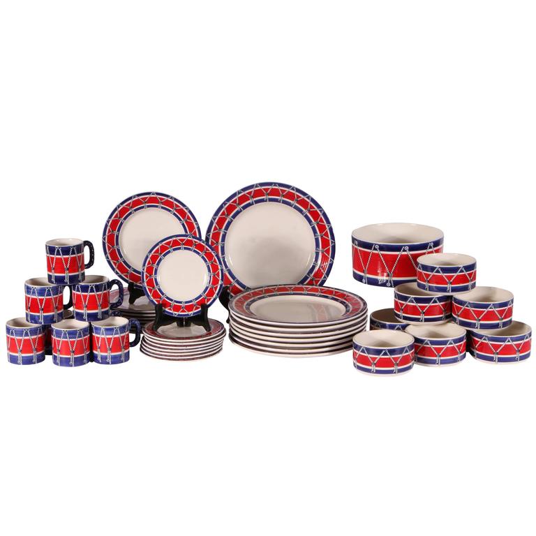 Mancioli Drum Pattern Dinnerware/Service for Eight For Sale at 1stdibs Mancioli Drum Pattern Dinnerware/Service for Eight For Sale at 1stdibs
