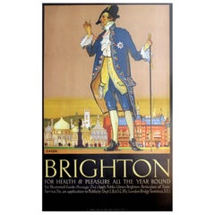 Affiche originale d'époque de LB&SC Railway par E A Cox : Brighton pour la santé & Plaisir
