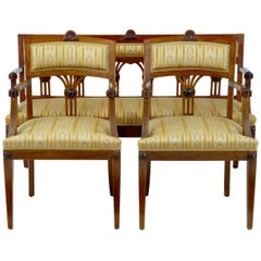 Antique Early 20th Century Three-Piece Mahogany Salon Suite Sofa and Armchairs