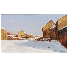 'Village Sous La Neige' Original Painting by Belgian Artist Pierre Colson