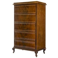 1920s Shaped Mahogany Tall Chest of Drawers