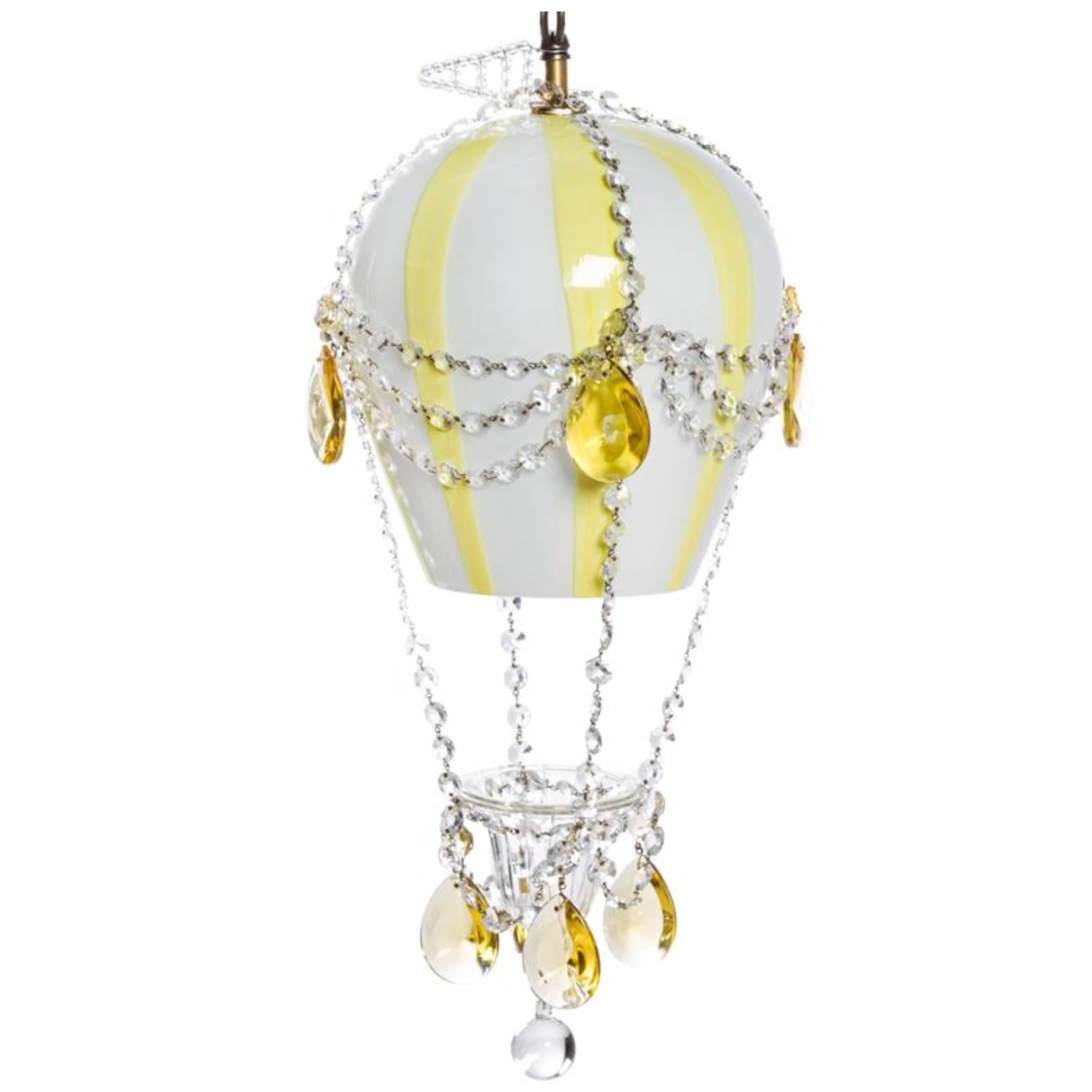 Murano, Glass Single Light Fixture in the Form of Hot Air Balloon