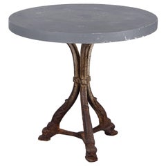 French Art Nouveau Period Iron Pedestal Table with Concrete Top, 1910s