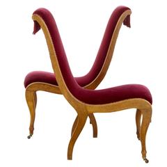 Pair of 1920s Scandinavian Swan Shape Salon Chairs