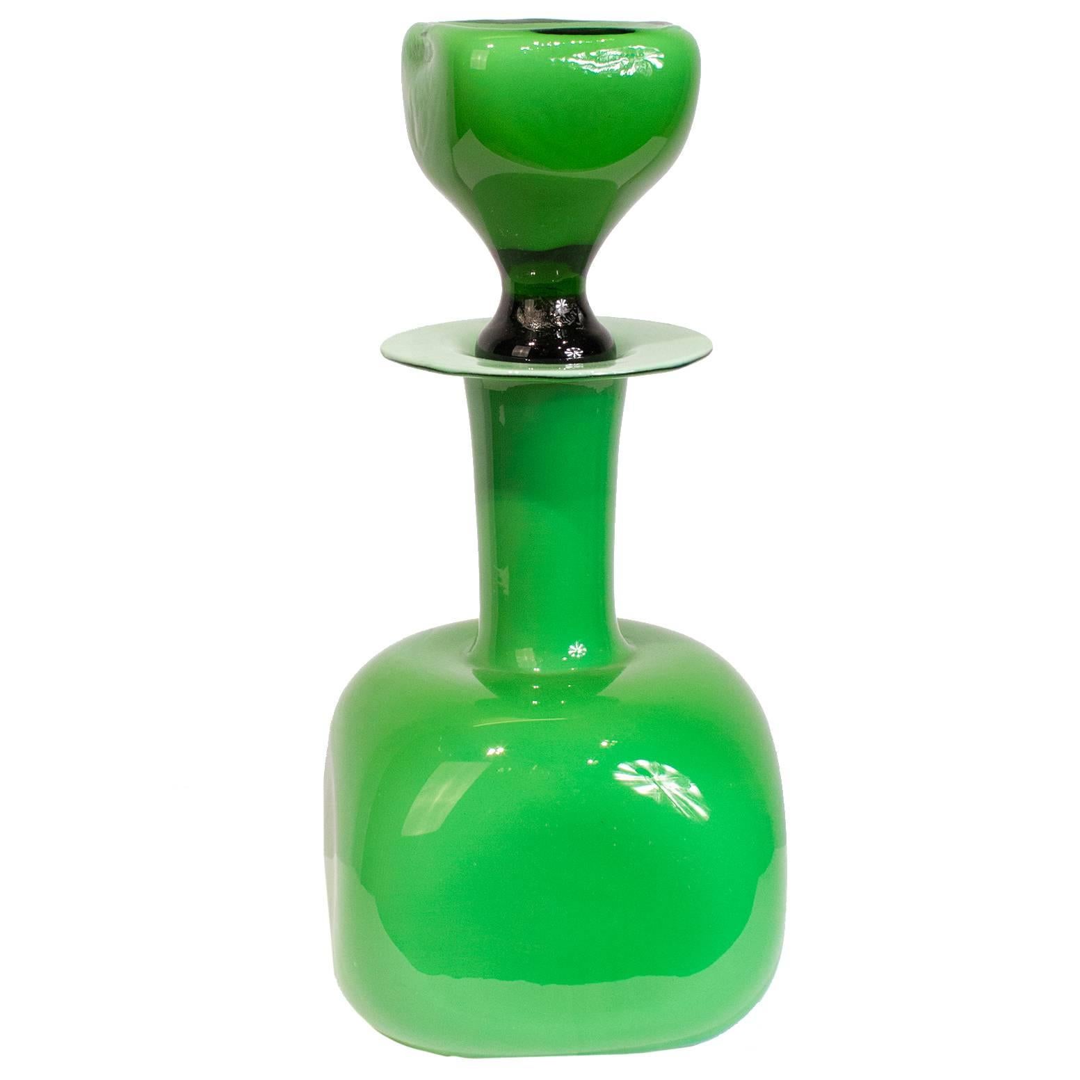 Otto Brauer Green Cased Glass for Holmegaard, circa 1960 For Sale