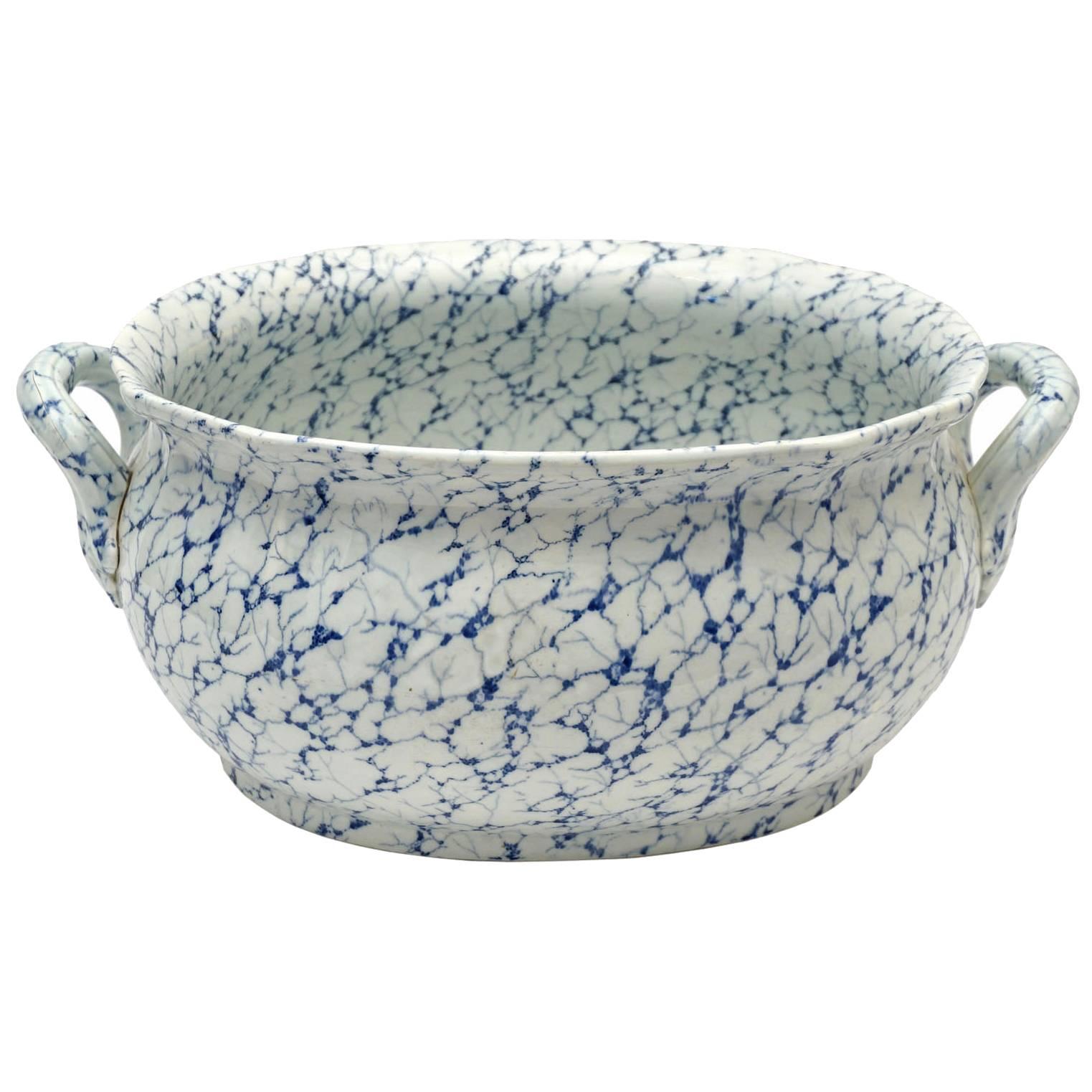 19th Century French Creil Porcelain Blue and White Jardinière/Basin