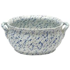 19th Century French Creil Porcelain Blue and White Jardinière/Basin