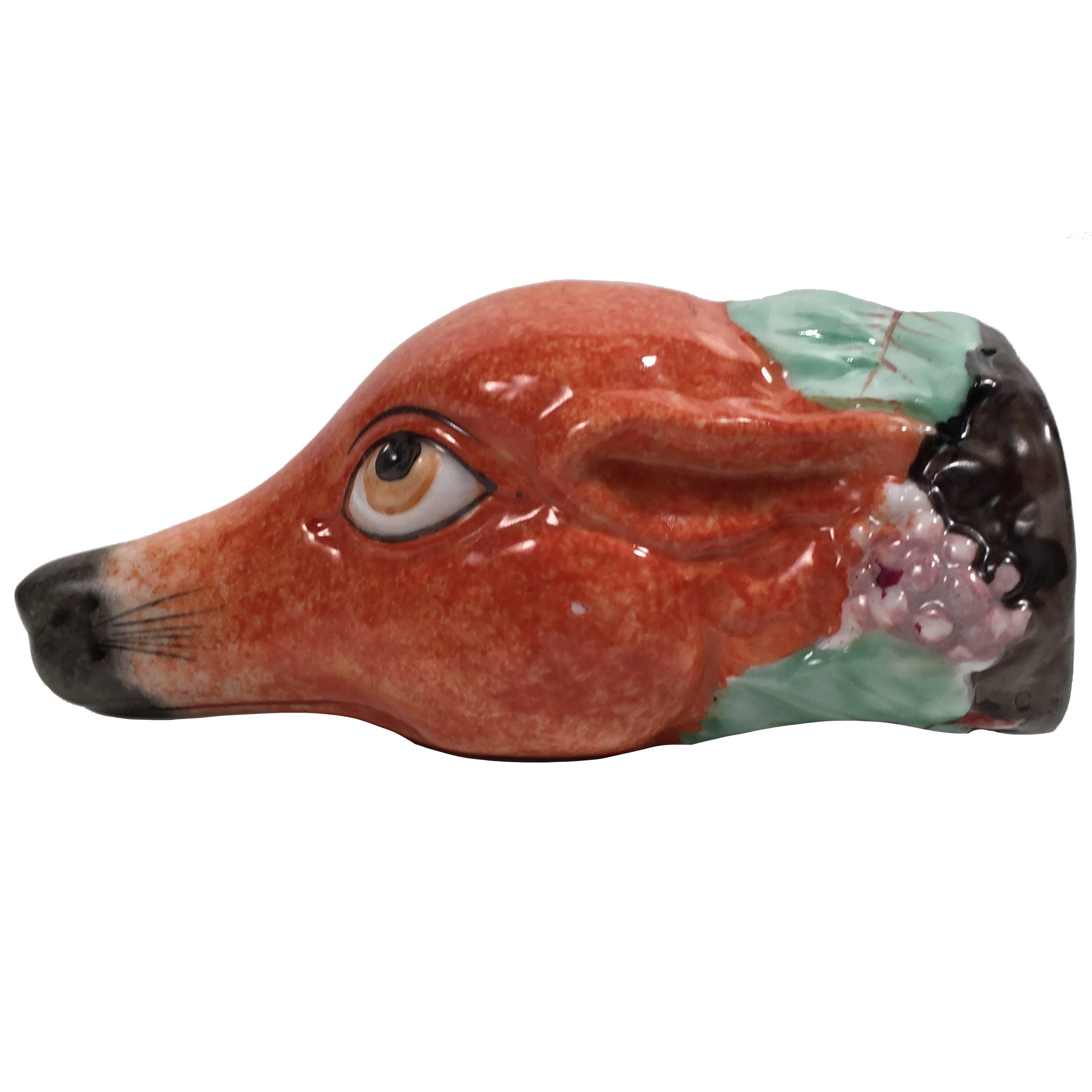 Staffordshire Fox Head Stirrup Drinking Cup for the Hunt