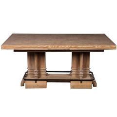 Frank Lloyd Wright Style Art Deco Cerused Oak Dining Table 5