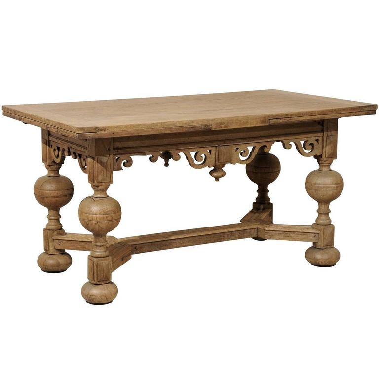 A Swedish Baroque Style Wooden Table With Carved Apron, Early 19th