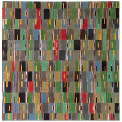 Modern Abstract Woven African Fabric Collage Painting