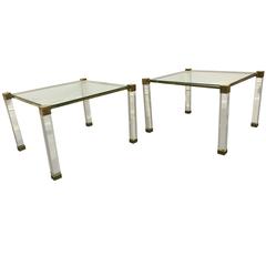 Pair of Charles Hollis Jones Lucite and Brass End or Side Tables 5