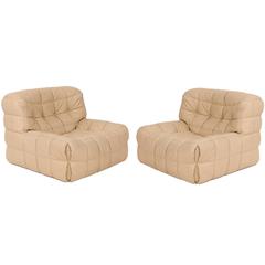 Ligne Roset Leather Patchwork Lounge Chairs