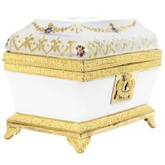 19th Century French Opaline Empire Gilt Bronze Mounted Box