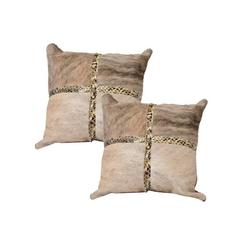 Beige Cowhide Pillows with Python Trim