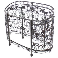 Maitland Smith Wrought Forged Iron Oval Side Board Server Display Case Console