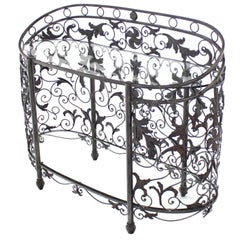 Maitland Smith Wrought Forged Iron Oval Side Board Server Display Case Console 