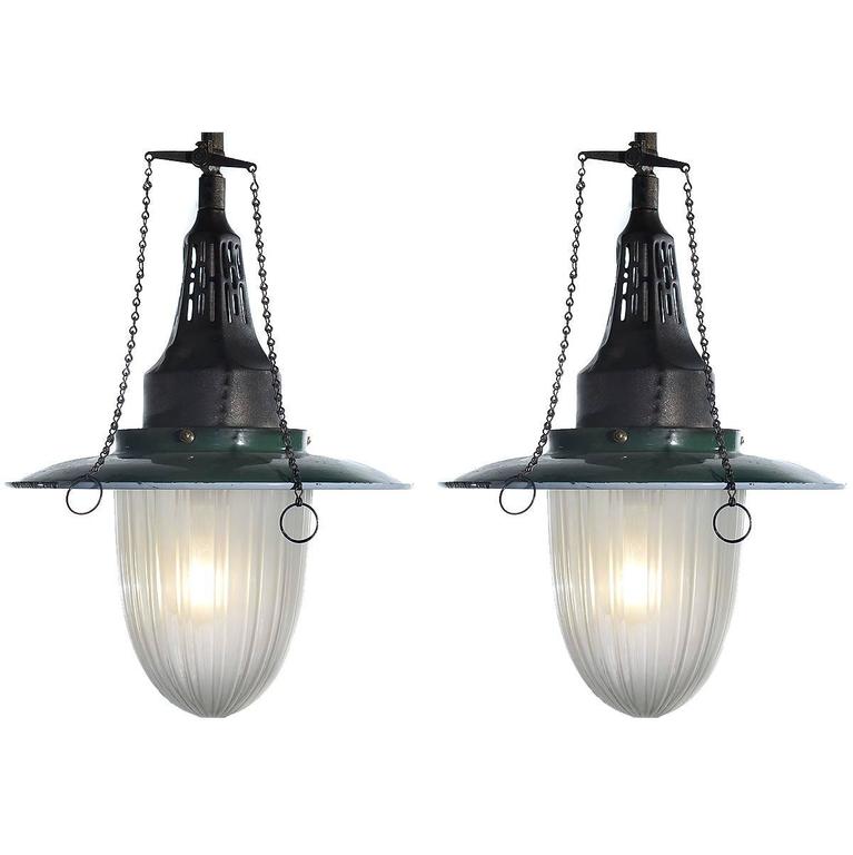 Simple And Elegant Converted Gas Lamp Nickel Plated Pair Of Fluted Glass Gas Lamps