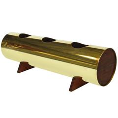 1960s Italian Brass Cylinder Planter Modernist Design 2