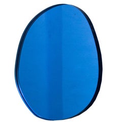 Contemporary Seeing Glass Off Round Blue Wall Mirror Thin 400 by Sabine Marcelis