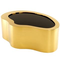 Coffee Table Gold and Black Glass Top