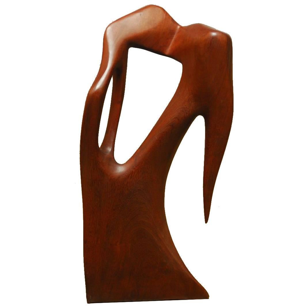 Modernist Carved Ifit Wood Sculpture