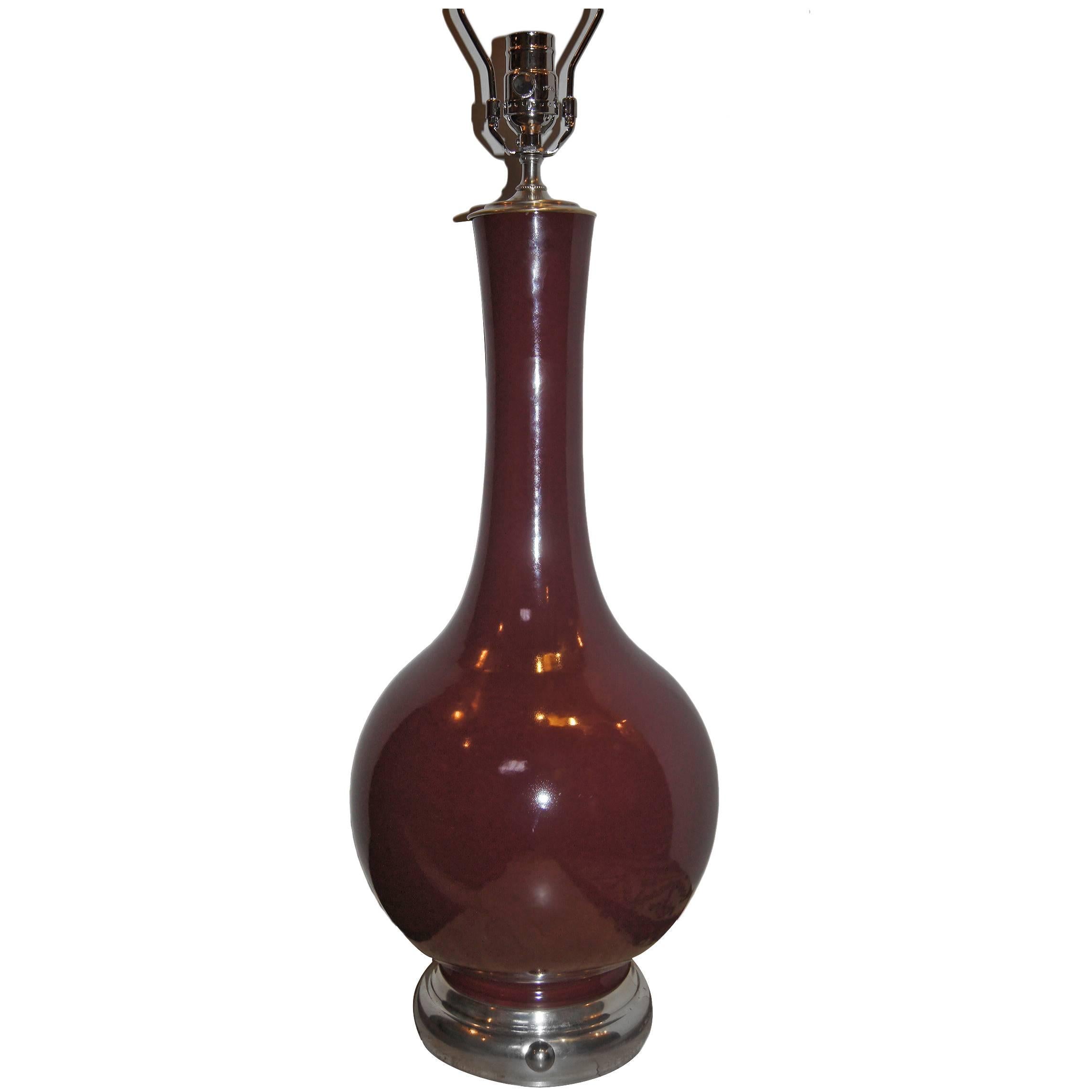 Große Sang de Boeuf Porzellanlampe