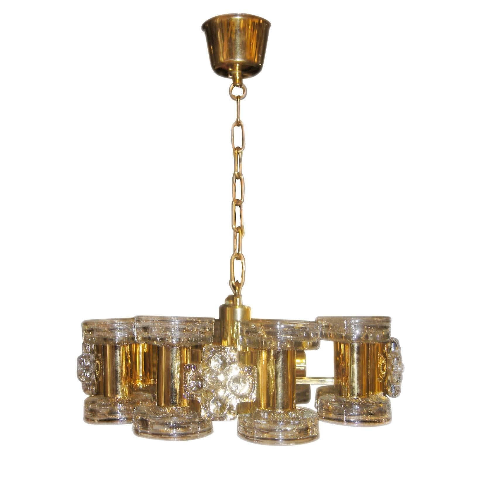 Moderne Molded Glass Chandelier For Sale