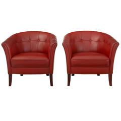 Pair of 1970s Leather Club Armchairs