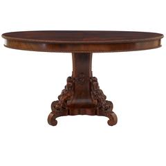 19th Century Carved Mahogany Oval Center Table
