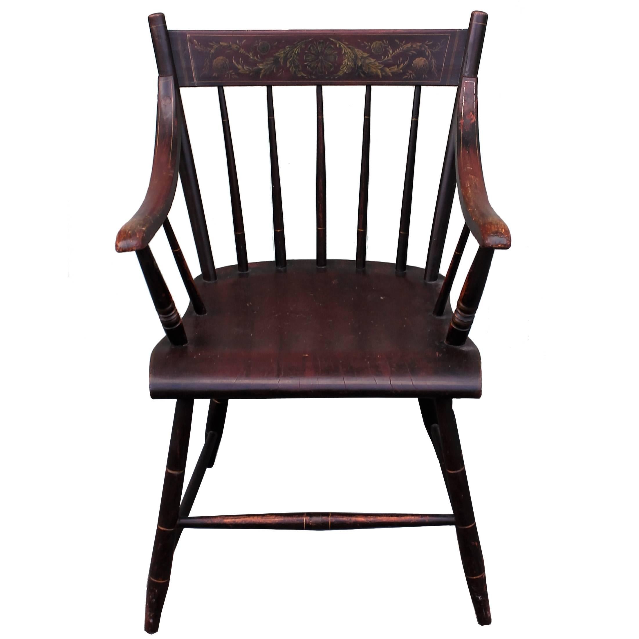 Early Original Paint Decorated 19th Century Hitchcock Armchair
