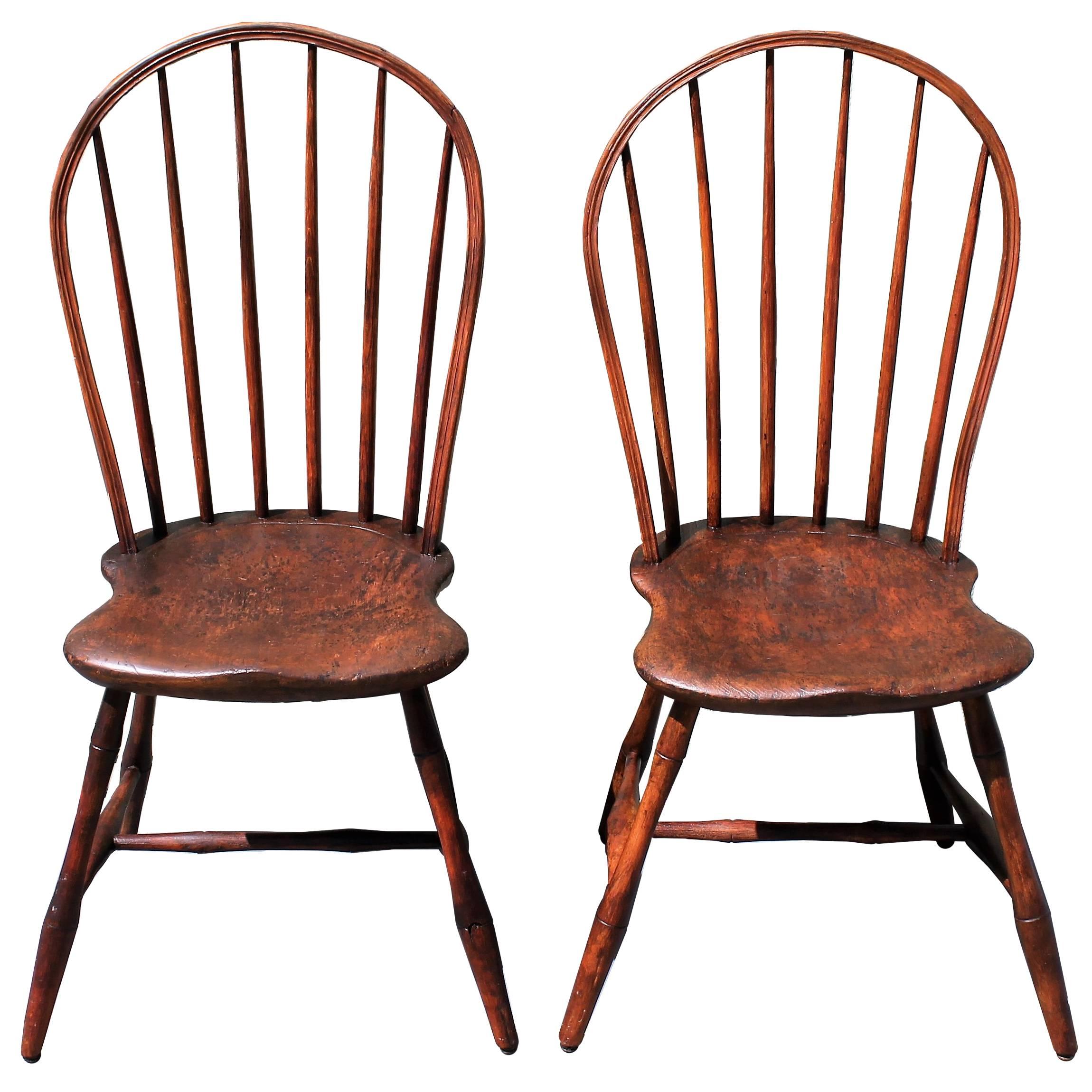 Pair of 18th Century Old Surface Windsor Chairs from New England