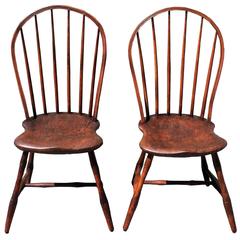 Pair of 18th Century Old Surface Windsor Chairs from New England