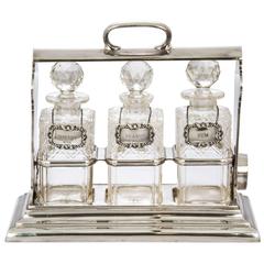 Walker & Hall the Only "Holdfast" Silver Plate Tantalus with Three Decanter