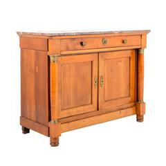 French Empire-Style Marble-Top Cherrywood Buffet Circa 1870