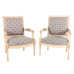 Pair of Oversize Early-20th Century Louis XVI Style Bergeres Armchairs