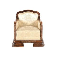 1920s French Walnut Art Deco Armchair