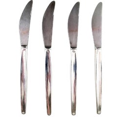 Used Georg Jensen Sterling Silver Cypres Four Lunch Knives